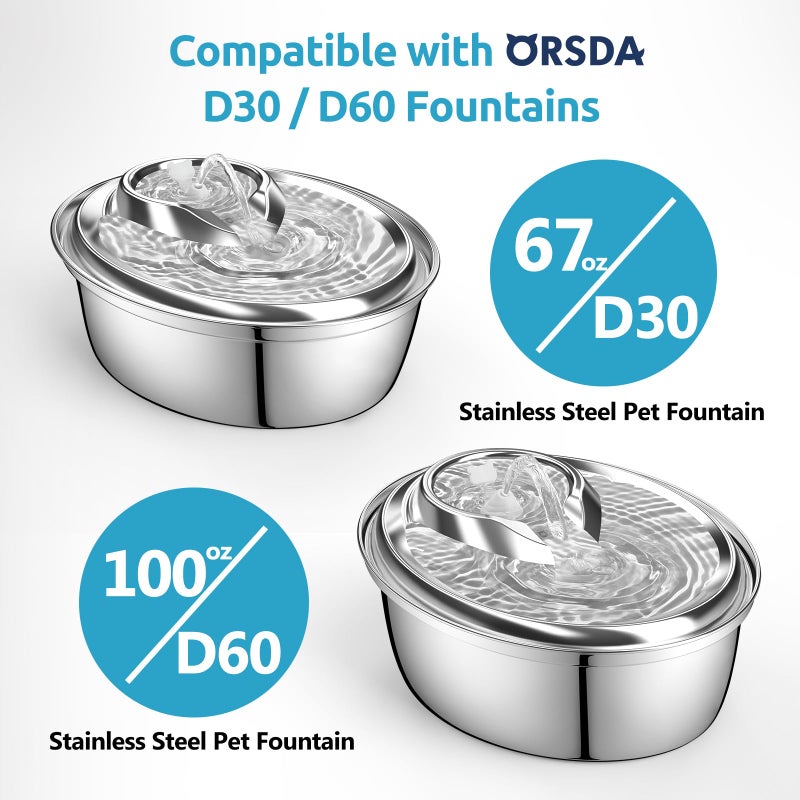 ORSDA Cat Water Fountain Pump for D30 / D60 Fountain, Water Pump Replacement No LED Light, Pet Water Fountain Motor Replacement for Stainless Steel Cat Dog Water Dispenser (Water Pump) - Image 2